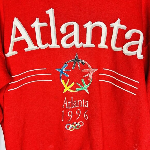 Healthknit 1996 Atlanta Olympics Printed Sweatshirt Made in USA Red Sz M (38-40) - Picture 2 of 7